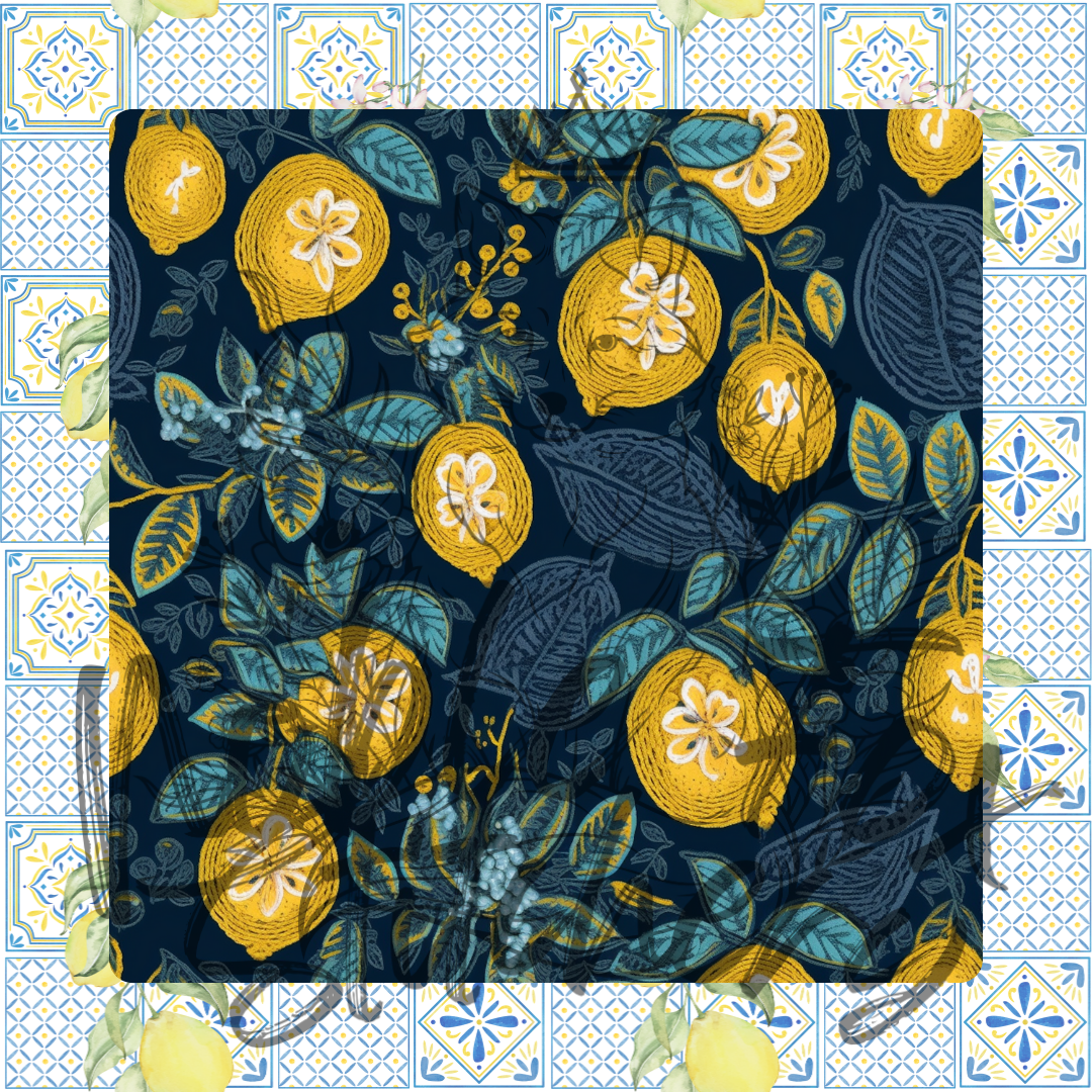 Embroidered Lemons Yard Bundle (+Solid Coordinates)