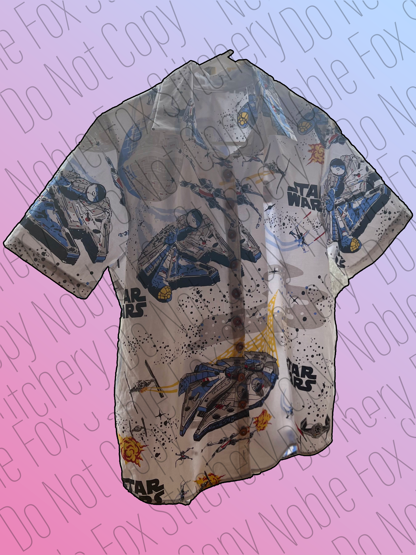 Star Wars Upcycled Button-Down – Vintage Rebel Style (M)