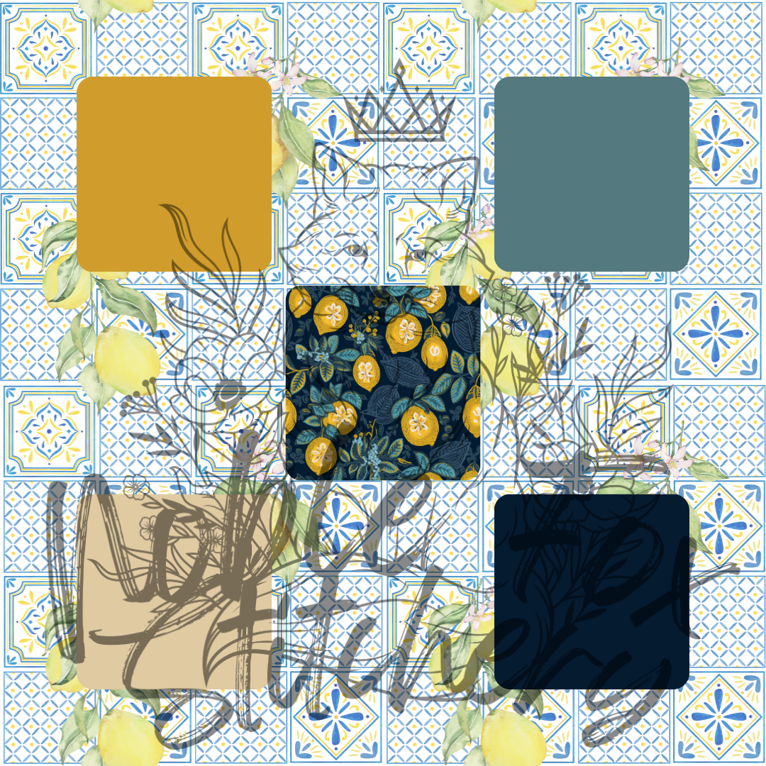 Embroidered Lemons 1/2 Yard Bundle (+Solid Coordinates)