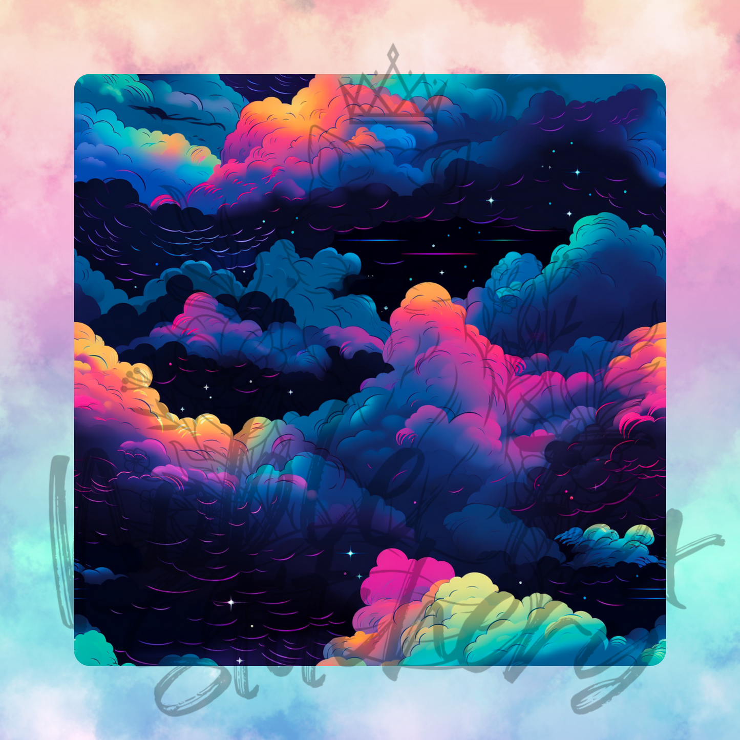 Neon Clouds Fat Quarter Bundle Clouds + Solid Coordinates